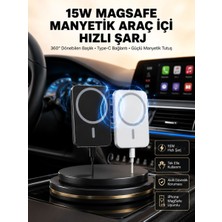 Hace Bazaar 15W Kablosuz Şarj Destekli Magsafe Araç Tutucu Havalandırma Klipsli