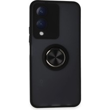 Vivo Y17S Kılıf Montreal Yüzüklü Silikon Kapak - Siyah
