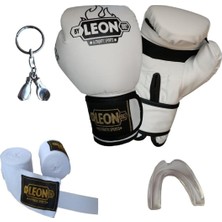 Xml Bayiciniz Tr Blade Training Boks Eldiveni, 8 Oz, Beyaz, Bandaj, Dişlik ve Anahtarlık Seti