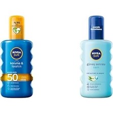 Xml Bayiciniz Tr Sun Spf 50 Koruma & Ferahlık Transparan Güneş Spreyi (200ML) ve Nivea Sun Güneş Sonrası Nem