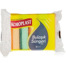 Koroplast Çift Taraflı Düz Bulaşık Süngeri 5'li, Çizik & Iz Bırakmaz, Yağ ve Leke Giderici Pratik Te