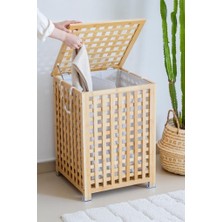 Xml Bayiciniz Tr Bambu Çamaşır Sepeti 62X45 cm Kulplu Taşınabilir Bezli