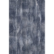 Rugzella Koyu Indigo Eskitme Dokulu Modern Tek Renk Düz Mavi Kaymaz Taban Yıkanabilir Halı