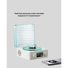 3-1 Kablosuz Bluetooth Hoparlör – Gece Lambalı, Saatli, Retro Tasarım