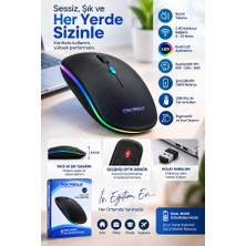 Kablosuz Şarjlı Sessiz Tıklamalı Ergonomik Mouse