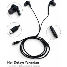 Epilons Silikon Uçlu Type C Kulaklık Dahili Mikrofon ve Kablo Üzeri Kumanda