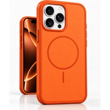 CoverZone iPhone 15 ile Uyumlu Veltro Magsafe ile Uyumlu Mat Silikon Kılıf, Manyetik Halka, Kablosuz Şarj Uyumlu, Kamera Lens Korumalı, Darbe ve Çizilme Koruması, Yumuşak Dokulu Turuncu
