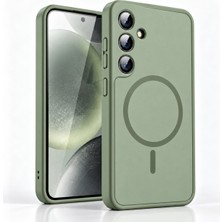 CoverZone Samsung Galaxy S25 Ultra ile Uyumlu Veltro Magsafe ile Uyumlu Mat Silikon Kılıf, Manyetik Halka, Kablosuz Şarj Uyumlu, Kamera Lens Korumalı, Darbe ve Çizilme Koruması, Yumuşak Dokulu Yeşil