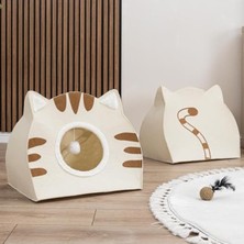 Ergonomik Yatak Keçe Krem Renkli Taşınabilir Kedi Köpek Yuvası