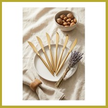 Bezos 6'lı Lüks Gold Paslanmaz Çelik Yemek Bıçağı Seti (21 Cm) Bcks