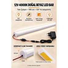 Onerous 100 cm 12V Beyaz LED Bar, Anahtarlı, Adaptörlü, Yapışkanlı, Tezgah Altı Aydınlatma