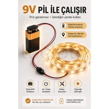 Onerous 3 M 9V Günışığı LED Şerit, Pilli, Pil Dahil, Anahtarlı, Yapışkanlı