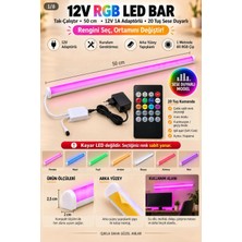 Onerous 50 cm 12V Rgb LED Bar, Müzik Kontrollü, 20 Tuş Kumandalı, Adaptörlü, Yapışkanlı
