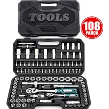 KRT-1170 Lokma Takımı 108 Parça Bits ve Adaptörlü 2 Cırcır Kollu Plastik Çantalı