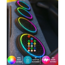 Onerous 4 Adet 20 cm Argb LED Hoparlör Kapağı, Müzik Kontrollü, Uzaktan Kumandalı