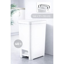 Tr Vastbin 40L Pedallı Beyaz Çöp Kovası, Slim Tasarım MUK-08-1056