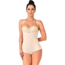 Çamaşır Kenti Kadın Body Korse - Lazer Kesim Göğsü Açık Slip, Ten