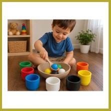 Bezos 3D Baskı Renk Eşleştirme ve Top Yakalama Oyunu - Montessori Eğitici Motor Beceri Oyuncağı Bcks