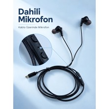 Mey İthalat Mey Ithalat® Type C Bağlantılı Siyah Kulaklık Mikrofonlu Kulak Içi Tasarım