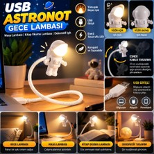 Mey İthalat Mey Ithalat® USB Astronot Gece Lambası, Masa Lambası, Kitap Okuma Lambası Işığı