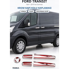 Trobus Ford Transit 2019 ve Sonrası Krom Kapı Kolu Kaplaması 2 Kapı 5 Parça Paslanmaz Çelik 5 Prç.- Kamyonet