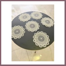 Bezos 6 Lı Dantel Kahve Sunumluğu 15X15 cm Asorti Desenli Çeyizlik Sunumluk Bzss