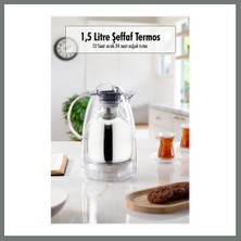 Bezos 1.5 Lt Isı Yalıtımlı Çay ve Soğuk Su Termosu Şeffaf (12 Saat Sıcak Tutar& Içi Camdır) Mmbz