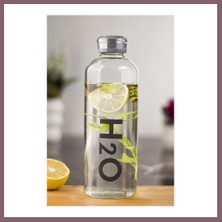 Bezos H2O Borosilikat Cam Matara Vakum Kapaklı Su Şişesi Suluk Gri 1000 ml Bzss