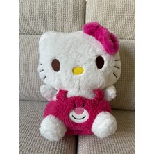 Hello Kitty Pembe Peluş Oyuncak 30 cm - Pembe Tulumlu, Pembe Fiyonklu Sevimli Kedi Bebek