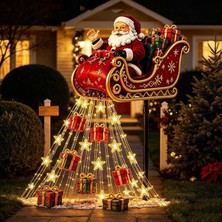Xml Bayiciniz Tr Solar Noel Noel Baba Kızak Bahçe Lambası, Avlu, Veranda, Çim, Patika, Noel Tatili Dekoru Içi