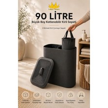 Xml Bayiciniz Tr (90 Litre) Büyük Boy Katlanabilir Kirli Sepeti 2 Bölmeli Kirli Çamaşır Sepeti Yıkanabilir