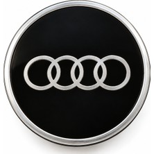 Camel Shop Camelshop Audi A3 A4 A5 A6 A7 Q3 Q5 Q7 Q8 Uyumlu 61 mm Parlak Siyah Krom Jant Göbeği Kapağı Tek Adet 81A601170