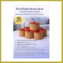 Bezos Bez Flaster 5 cm x 5 M Sabitleyici Tıbbi Bant Güçlü Yapışkanlı 10 Adet Bcks