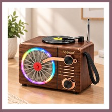 Bezos Işıklı Retro Bluetooth Fm Radyo Hoparlör - USB & Type-C Şarjlı Bzss