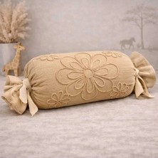 Tly Home Textiles Bahar Model Pamuklu Bebek ve Çocuk Odası Dekoratif Silindir Yastık - Sünger Dolgulu 15X30(VİZON)