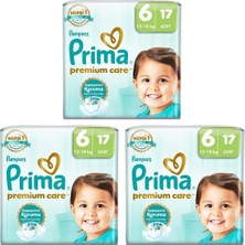 Tr Bebek Bezi Premium Care 6 Numara 17 Adet (3 Paketi)