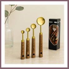 Bezos Altın Renk Metal 4'lü Ölçü Kaşık Seti (15ML, 5ml, 2.5ml, 1.25ML) Bzss