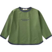 Cigit Geniş Kesim Mevsimlik Uzun Kollu T-Shirt 2-8 Yaş Yağ Yeşili