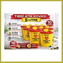 Bezos Tıbbi Atık Kovası 5 Litre 10 Adet Kapaklı Tıbbi Atık Kutusu Enfekte Atık Kovası Bcks