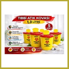 Bezos Tıbbi Atık Kovası 1,3 Litre 5 Adet Kapaklı Tıbbi Atık Kutusu Enfekte Atık Kovası Seti Bcks