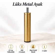 Badem10 Metal Ayak Mat Gold 1 Adet 15 cm Mobilya Baza Sehpa Dolap Masa Ayağı M8 Civatalı Modern Tasarım