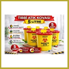 Bezos Tıbbi Atık Kovası 5 Litre 5 Adet Kapaklı Tıbbi Atık Kutusu Enfekte Atık Kovası Bcks