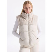 Only Ekru Kadın Dik Yaka Kapitone Yelek Onlwanja Fur Puffer Mıx Waıstcoat C