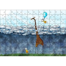 Tr Cakatablo Zürafa Iki Çocuk Bulutlar Boyama Sanat Eseri 120 Parça Puzzle Yapboz Mdf Ahşap