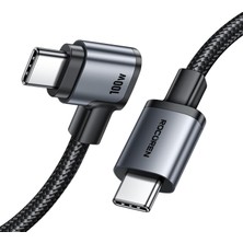 Xml Bayiciniz Tr 100W Type-C To Type-C 90° Örgülü Pd Hızlı Şarj ve Data Kablosu 1 Metre