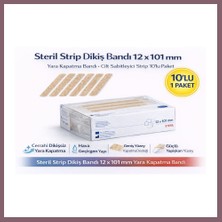 Bezos Steril Strip Dikiş Bandı 12 x 100 mm Yara Kapatma Bandı Cilt Sabitleyici Strip 6'lı 1 Paket Bzss