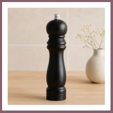 Bezos Siyah Ahşap Tuz ve Baharat Öğütücü - Büyük (Ø4.5 cm x 19.5 Cm) Bzss