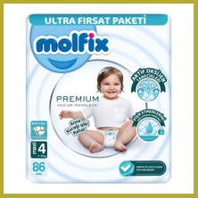 Bezos Premium Bebek Bezi Ultra Fırsat Paketi 4 Beden 7-14 kg 86 Adet Bcks