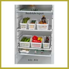 Bezos 6?lı Buzdolabı Organizeri Düzenleyici Çok Amaçlı Dolap Düzenleyici Beyaz 12X30X14 cm Bcks