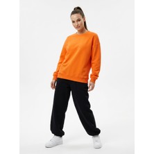 Giyim Dünyası Kadın Oversize Iki Ip Salaş Sweatshirt Orange